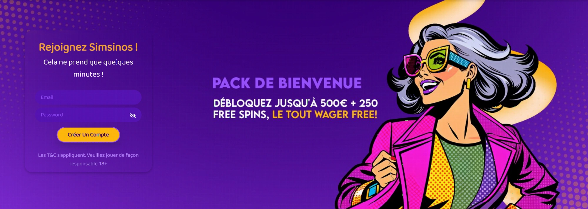 Bonus de bienvenue Simsinos 250€ + 110 tours gratuits